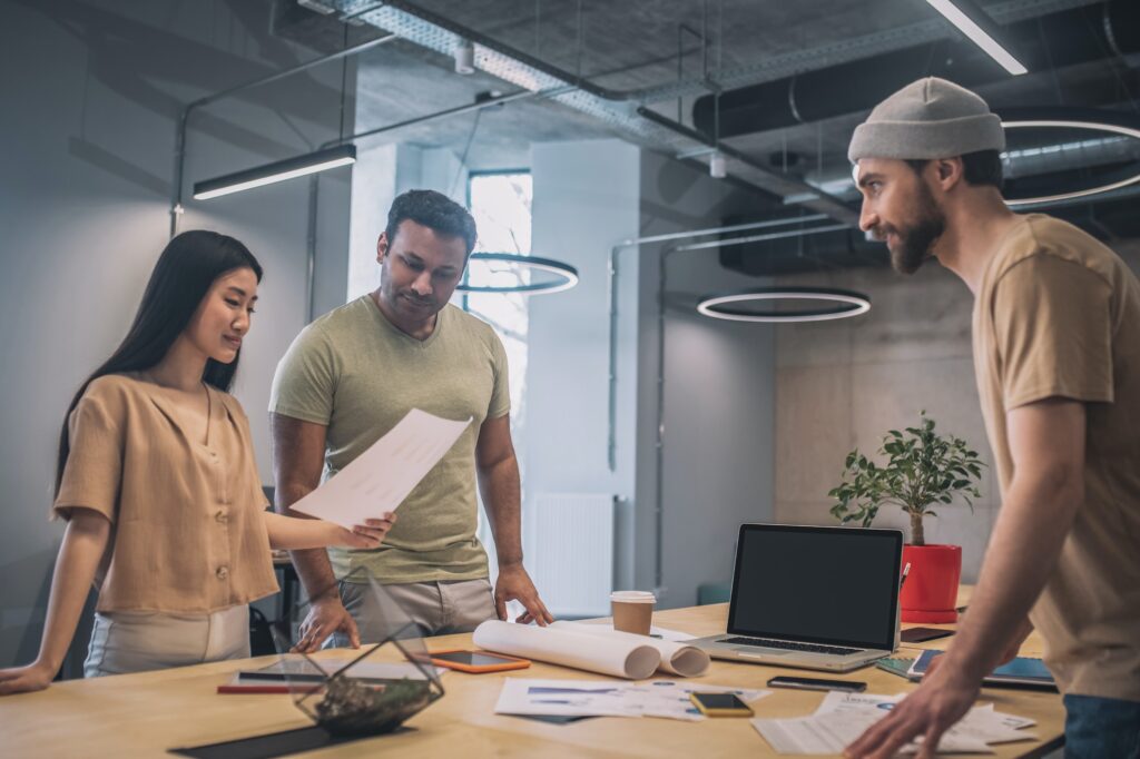 Group of young people in modern office